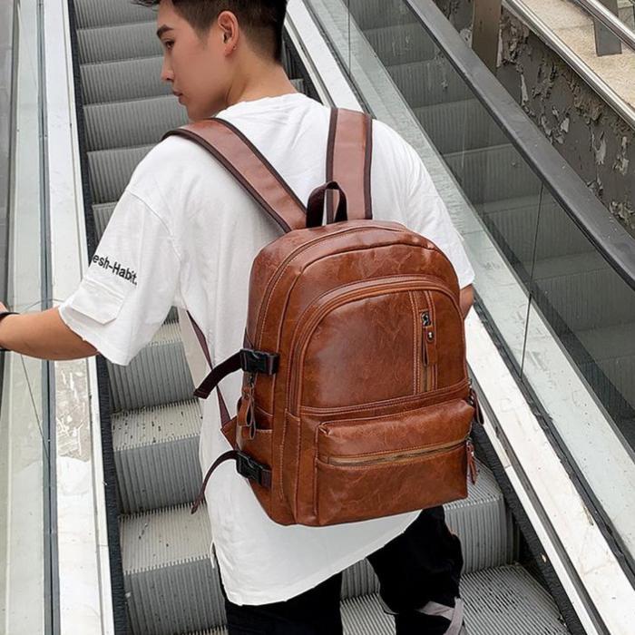 Eiger - Max-Mor M162 Tas Ransel Pria Kulit Ransel Laptop Pria Backpack Kulit Pria Warna Coffee Tas