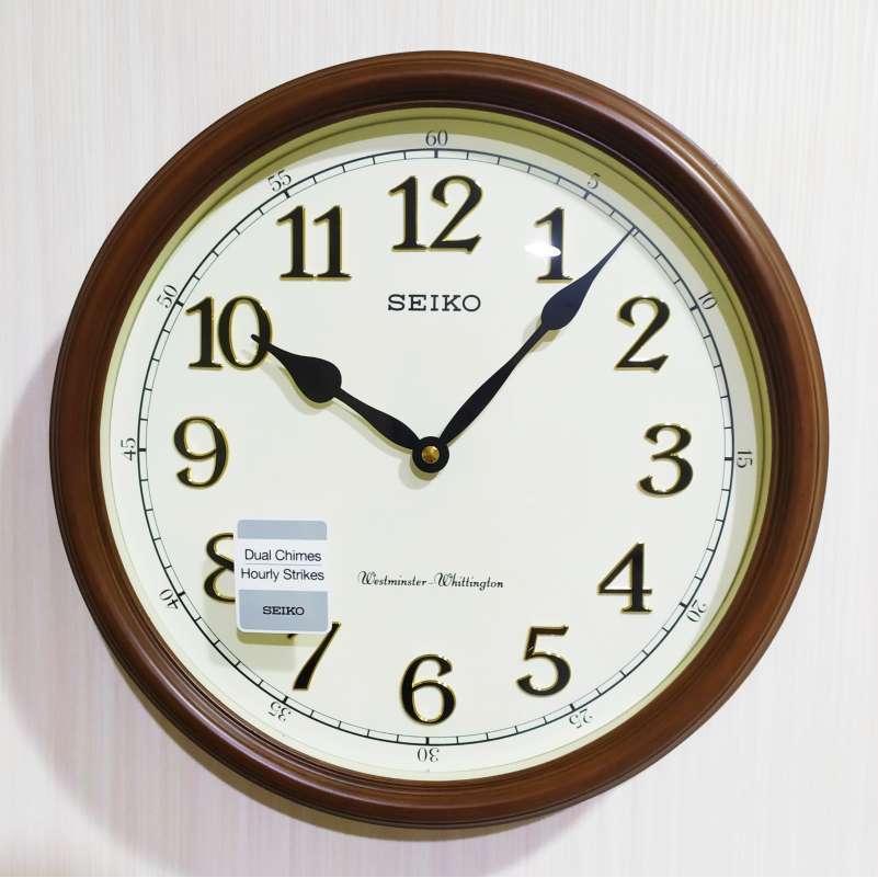 Neww Seiko Qxd214 Original Qxd214B Westminster Dual Chime Jam Dinding [37 Cm]