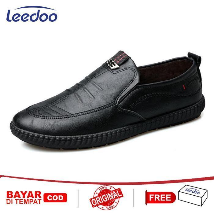 Eiger - Sepatu Slip On Hitam Pria Sepatu Kulit Kerja Formal Sepatu Kuliah Sepatu Sekolah Siswa Mc446