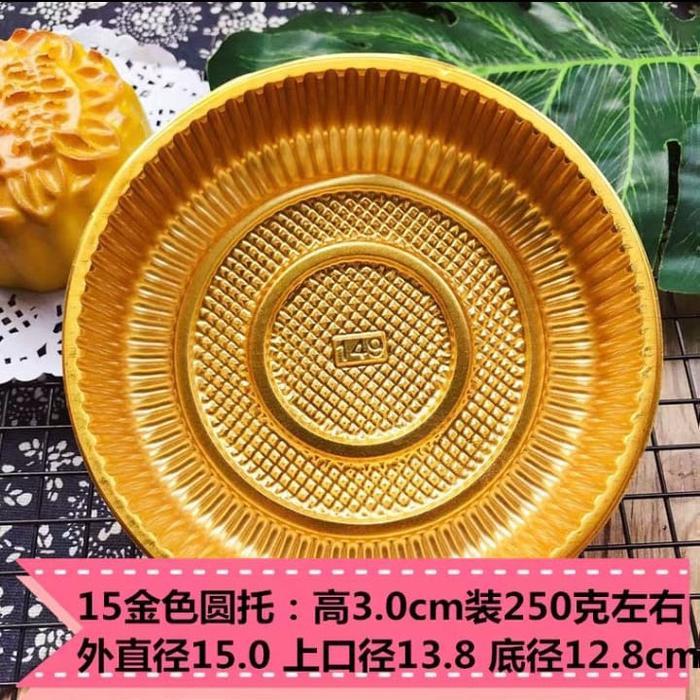 Tray Mika Mooncake Kue Bulan Bulat Plastik Gold