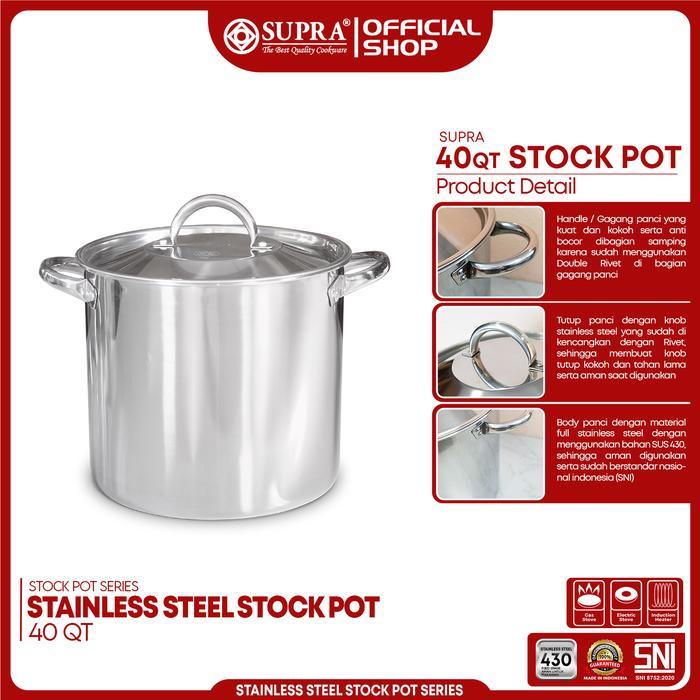 SUPRA Panci Stainless Steel 40 Qt Stock Pot Tutup SS