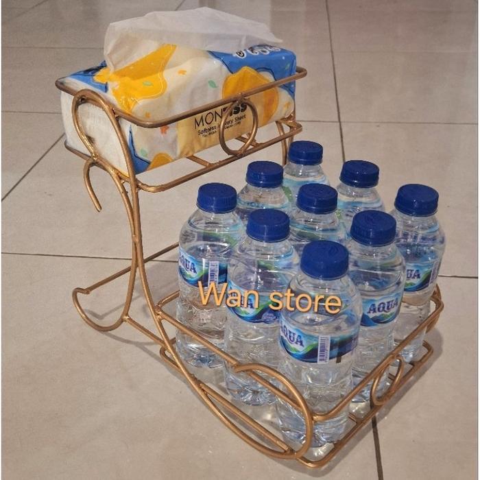 Rak Aqua Botol Minuman Dan Tisu Minimalis