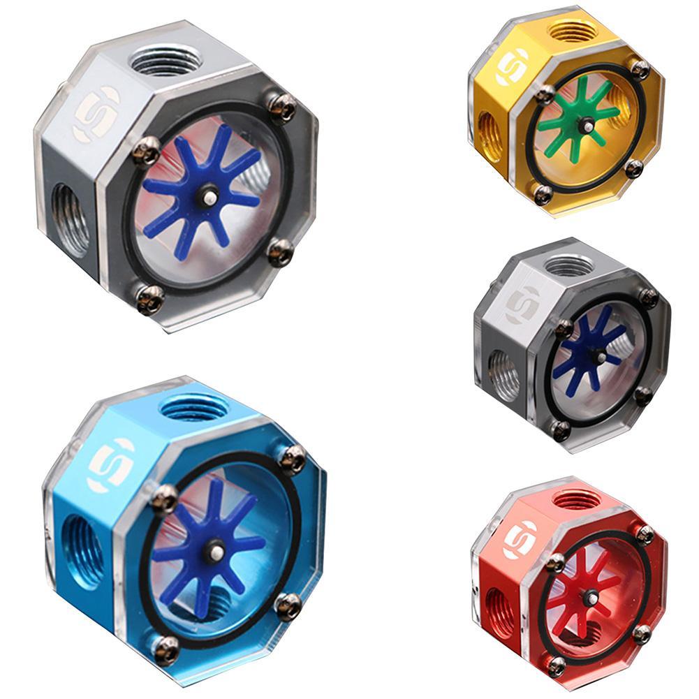 2019 New Octagon Aluminum Acrylic PC Liquid Cooling Water Tank Water-cooling Flow Meter Cooler For D