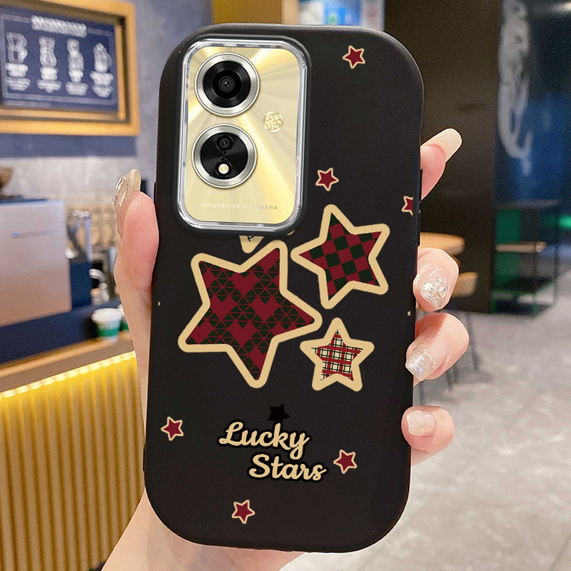 Casing Hp Untuk OPPO A59 F1s Case Bintang Motif Kotak-Kotak Merah Kasing silikon round and plump Ces