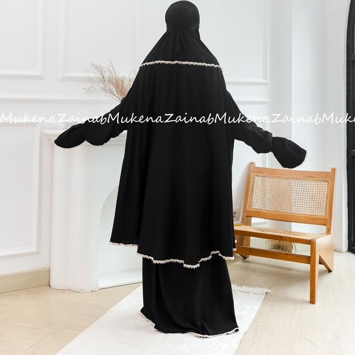 Top Mukena haji dan umron stelan berlengan saku rayon twill ARAFAH