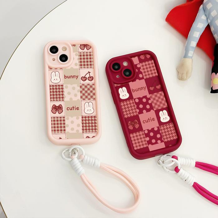 Lyra_Onlineshop25 Casing Hp Untuk Vivo Y12 Y12I Y15 Y17 Y3 Y3S Case Pola Kelinci Kotak-Kotak Kasing