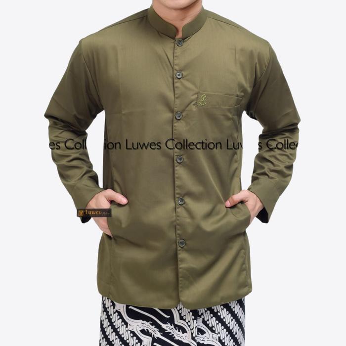 JASKO PRIA DEWASA BAJU KOKO ATASAN SEMI JAS BORDIR TEROMPAH LENGAN PANJANG KATUN TOYOBO MOTIF POLOS