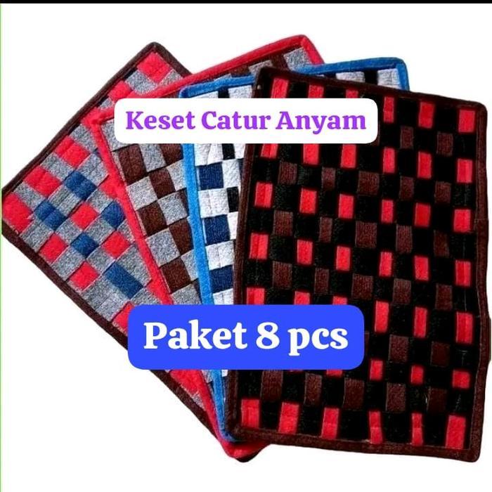 [COD] keset catur lantai keset anyam motif catur keset kaki murah ecer harga grosir keset lantai