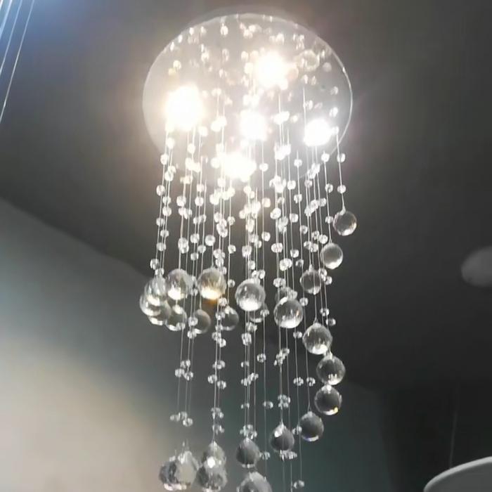 LAMPU GANTUNG KRISTAL VOID TANGGA MODERN LED SPIRAL