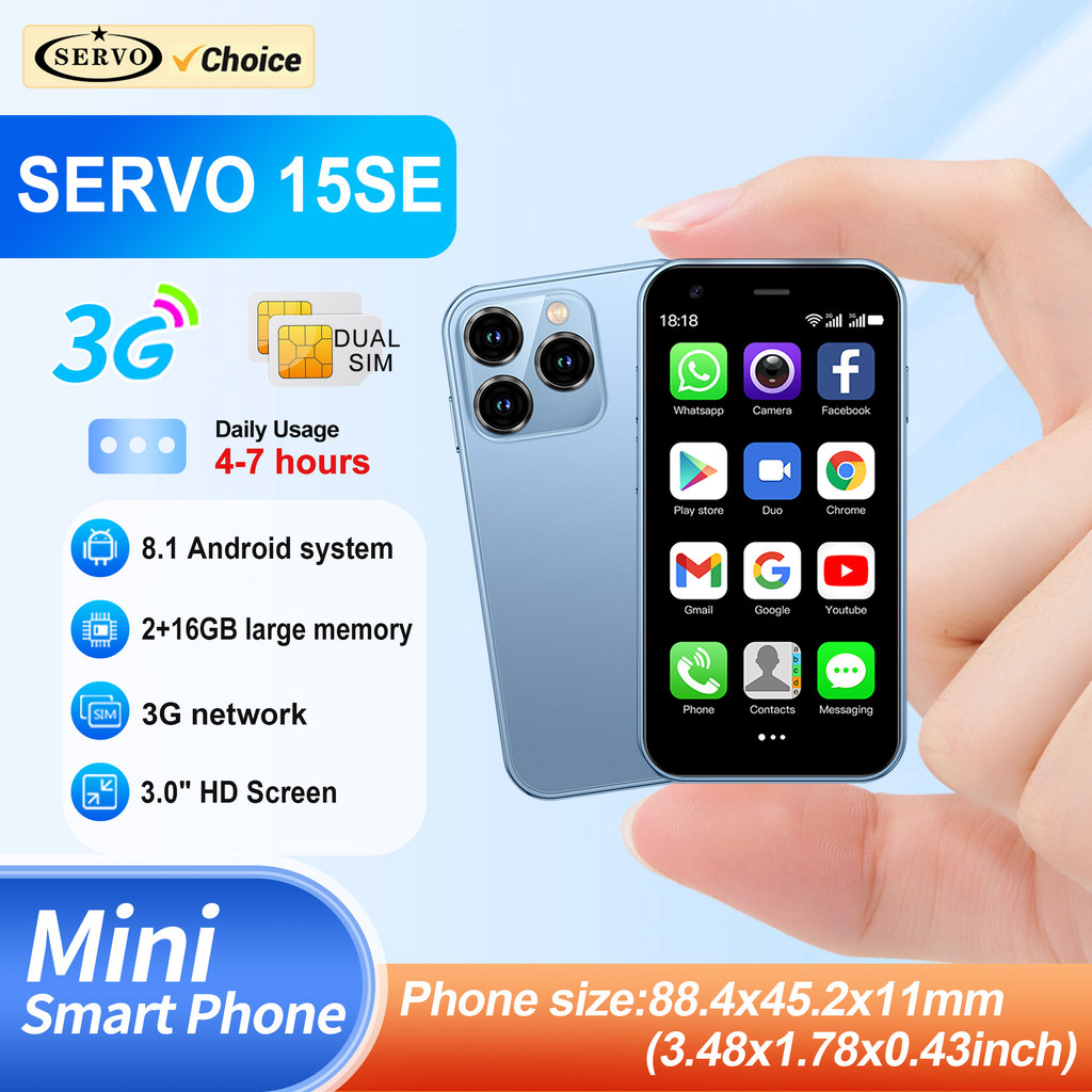 SERVO 15SE Mini Smartphone 3G WCDMA Android System WiFi Hotspot Play Store 3.0" Display Small Palm