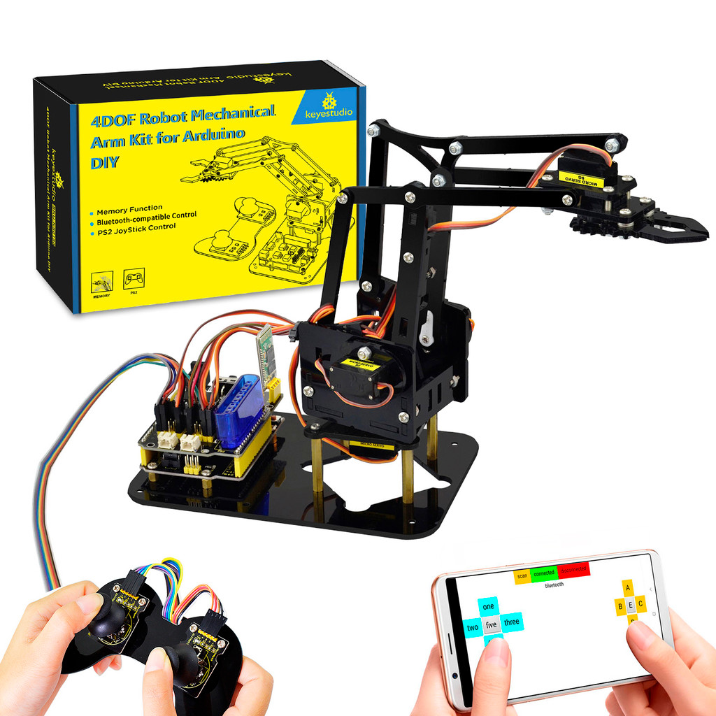 Keyestudio STEM 4DOF Robot Arm Kit Mechanical Arm Claw Kit PS2 Control For Arduino Robot Arm Kit DIY
