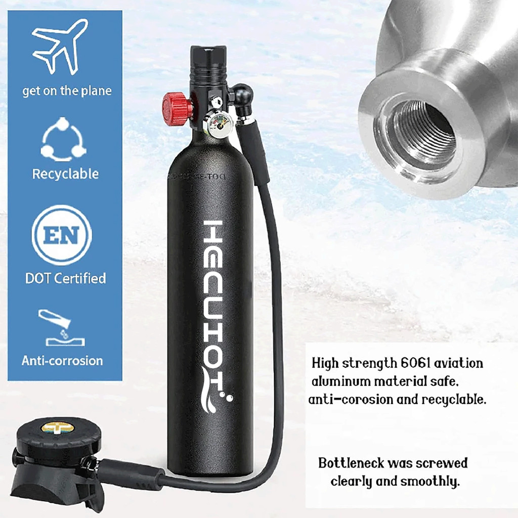 HECUIOI 1L Diving Scuba Tank Equipment,Lung tank Mini Scuba Cylinder High Pressure Air Pump with