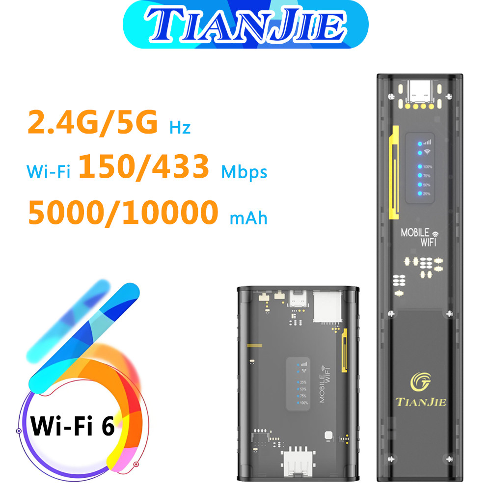 TIANJIE MF310 Mifi With Wifi Hotspot,SIM Mobile Wifi,10000mAh 4G LTE Portable Wifi Router,433Mbps