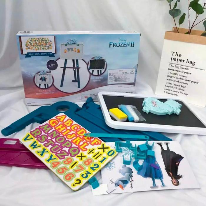 Mainan anak Mainan Edukatif Anak Stand Papan Tulis 2 Sisi & Puzzle Balok Magnet - Learning Easel 3