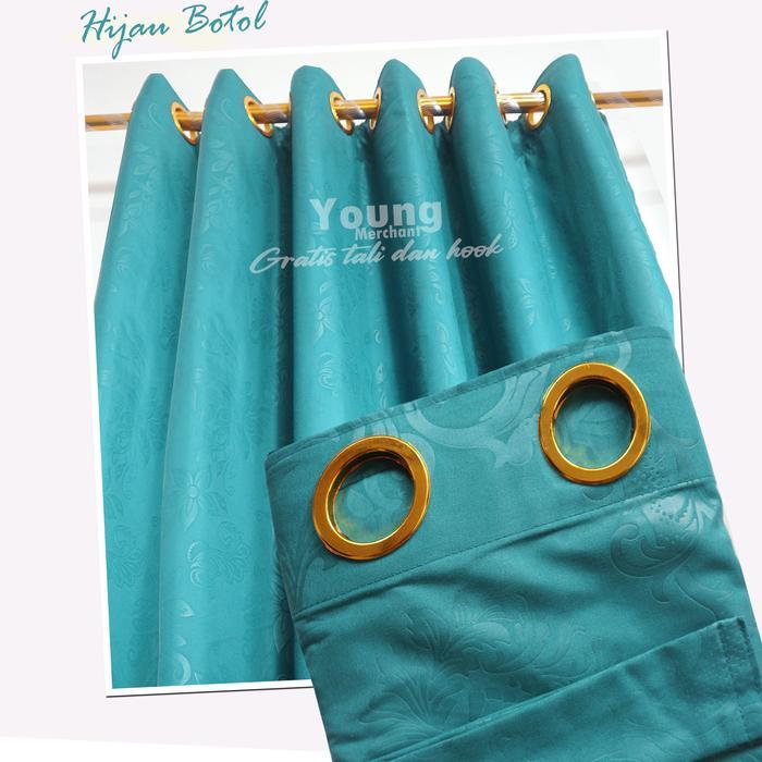 Gorden pintu jendela polos embos ring 12 murah tirai warna biru coklat maroon hijau putih hitam abu
