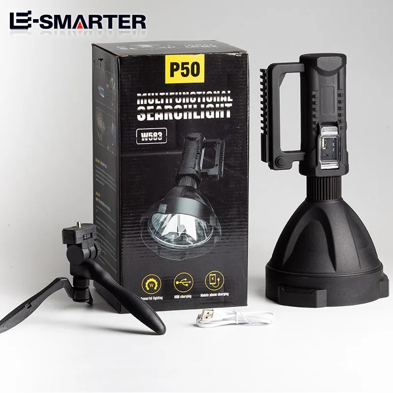 ESMARTER Rechargeable Searchlight Outdoor Waterproof High Power Lighting Flashlight 8000 Ma Large