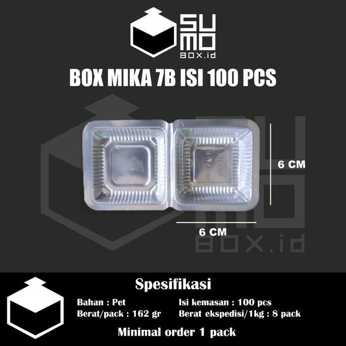 Box Mika Plastik 7B isi 100pcs / Mika Kotak Kecil Wadah Makanan Kue Basah Snack