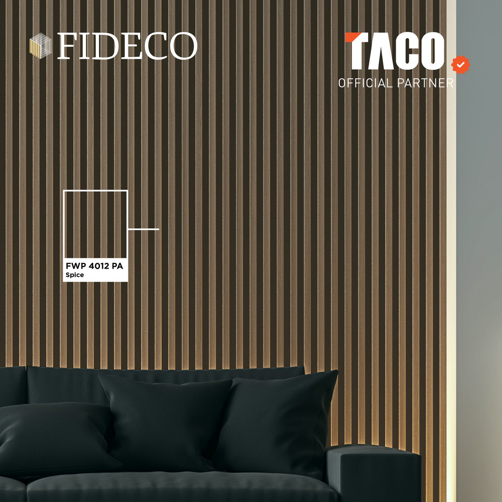 TACO FIDECO WPC 3D Wall Panel Small Grooves Motif Kayu Per 1 Lembar - FWP 4012 PA Spice