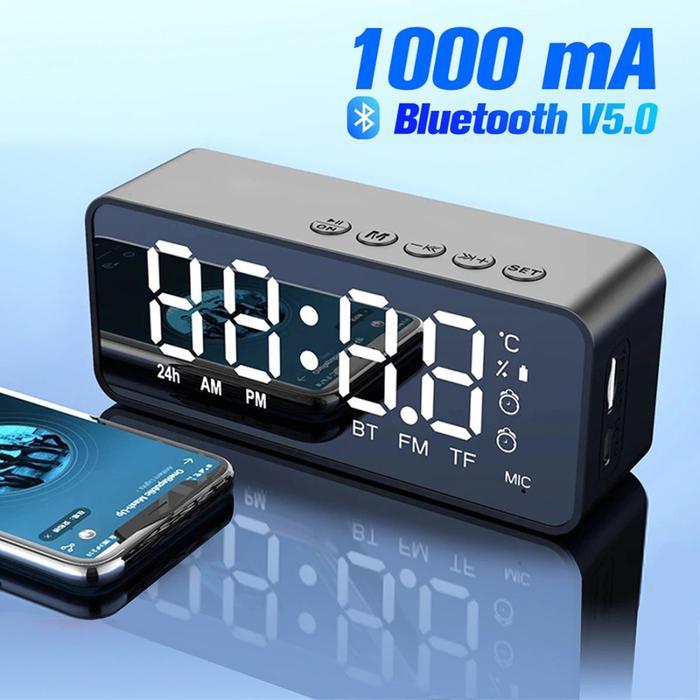 Jam Digital Alarm Clock Meja Bluetooth Speaker Fm Radio Tf Aux Terbaik