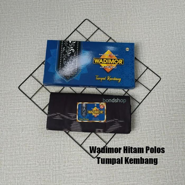 Sarung Wadimor Tumpal Kembang Asli Original Hitam Dewasa Muslim Kombinasi Kain Tenun