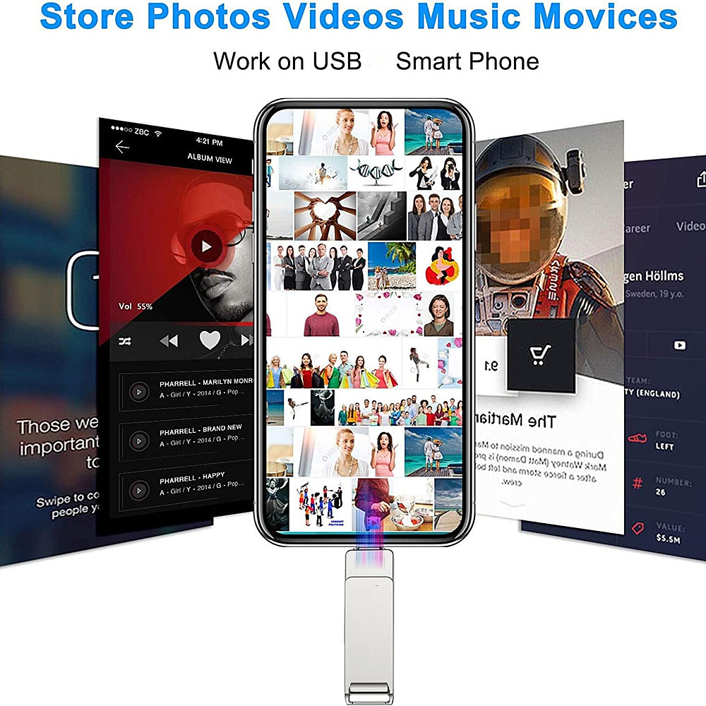 Phone USB Flash Drive 512GB External Storage 256GB 128G 64G 32G For iPhone iPad Android android USB