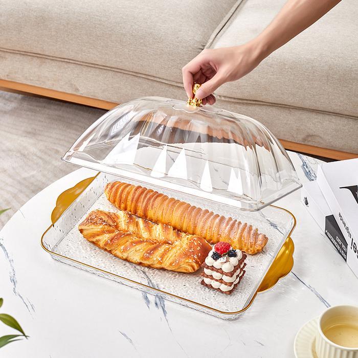 Nampan Tray Food Tray Transparan Aesthetic Dengan Tutup Wadah Makanan