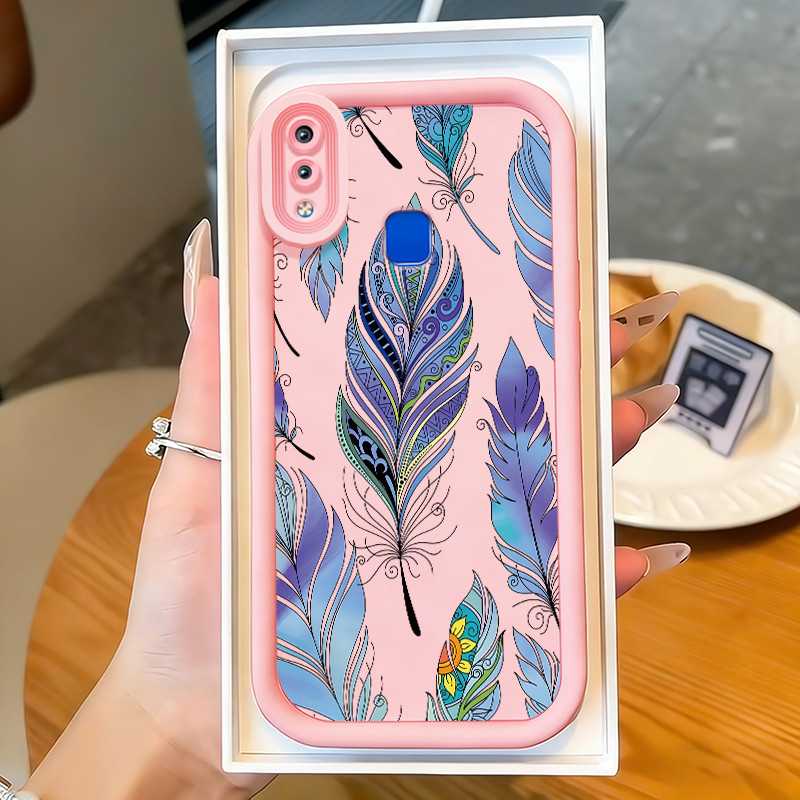 Casing Hp untuk VIVO Y91 Y91i Y93 Y93s Y95 Case Bulu berwarna Kasing bagus bahan silikon Cesing Soft