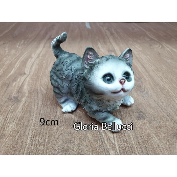 patung pajangan miniatur kucing abu gaya persia anggora
