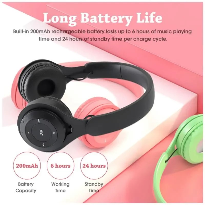 Macaron Headphones Kids Wireless Bluetooth Headphone Stereo Headband Gaming Headset with Mic Gamer