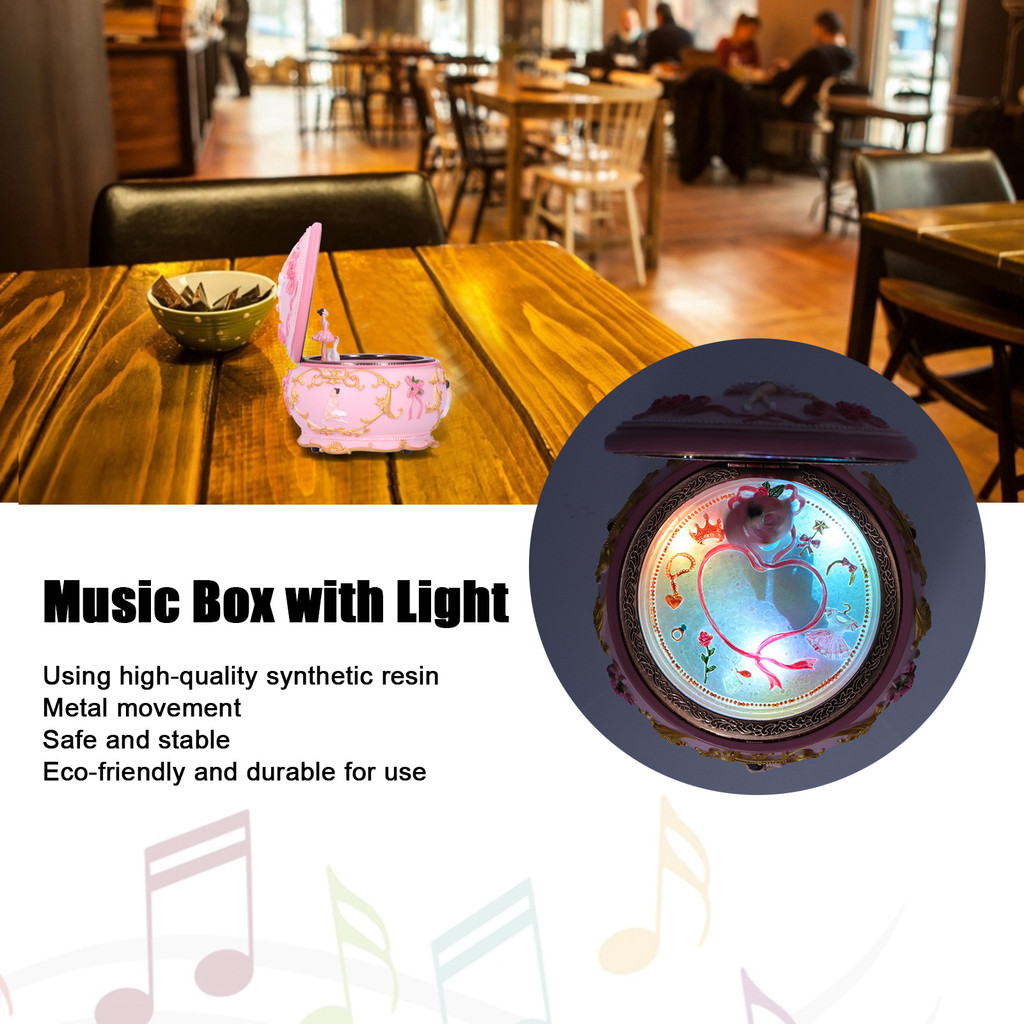 Decoration Music Box LED Music Box Figurine Rotation Exquisite Music Box Home Decoration Girls