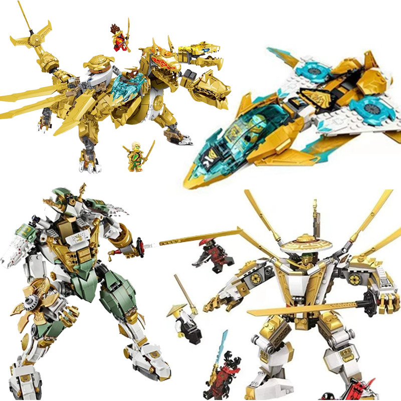 Great Golden Dragon Jet Fighter, Samurai Model, Building Block Toy Birthday Gift