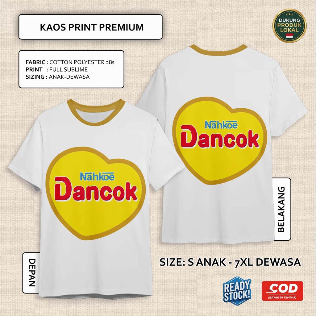 Kaos Plesetan Makmum Polos Nahkoe Dancok Sembelit Raiso Full Printing Keren | Baju 3D Anak dan Dewas