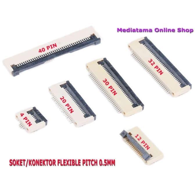 Soket/Konektor Flexi Ffc Fpc 20 Pin Pitch 0.5Mm Lebar 10.5Mm Clamshell Terjamin