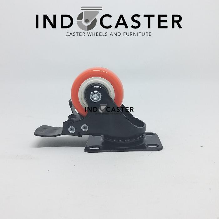 "New" Roda Etalase PU RHJ-TW Medium Duty Diameter 2 Inch Plat Rem