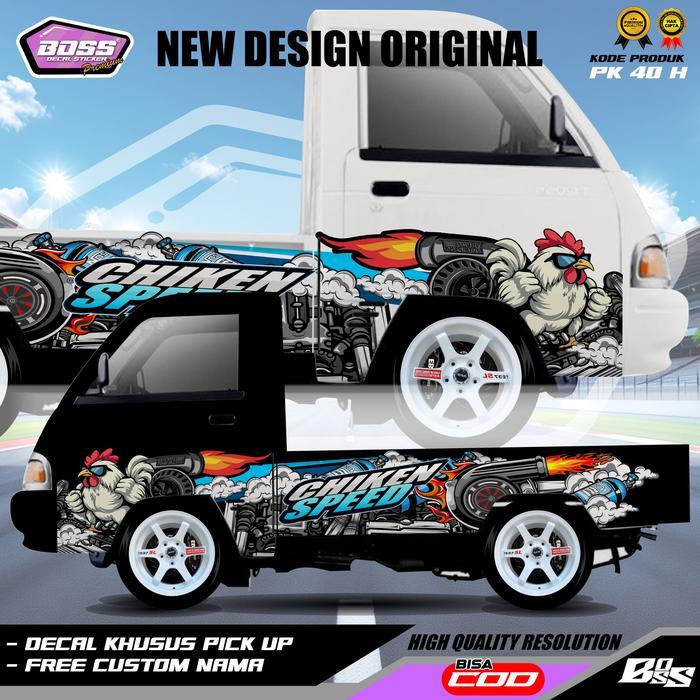 Promoo Pk 40 - Stiker Decal Samping Design Gambar Ayam Berkacamata Pickup Grandmax L300 Futura Traga