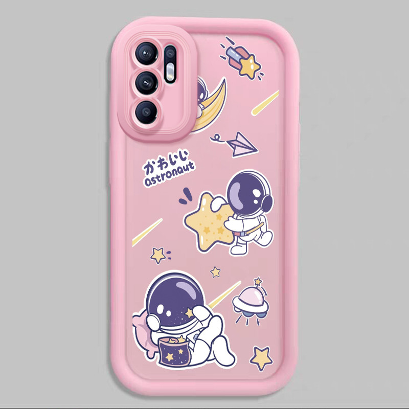Casing Hp untuk OPPO Reno 6 4G Reno 6 5G Case Cartoon Cute astronaut Kasing silikon Cesing kuat Soft