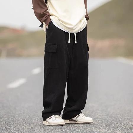 Celana Cargo Corduroy Pria Cokelat Celana Kargo Panjang Pria Hitam Loose Pants Celana Gombrang Pria