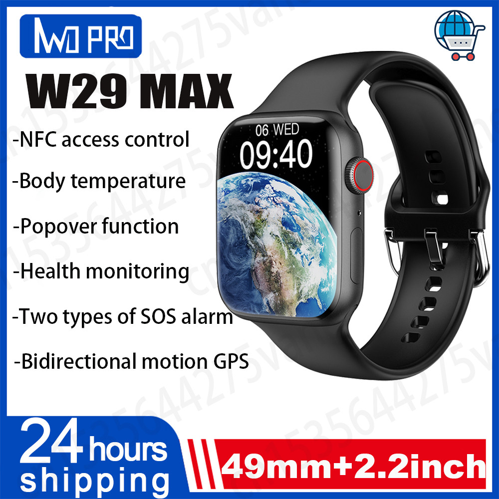 Smart Watch W29 W28 W27 Max Watch Series 9 Women Men 49mm Temperature Strap Lock NFC ECG GPS Route T