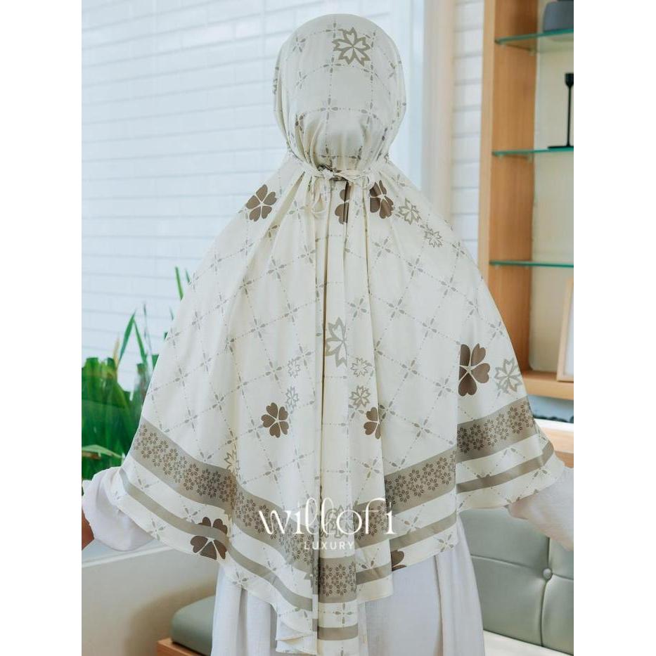 Sedia Willofi - Hijab Instan Bergo Tali Non Pad Jumbo Motif Alamanda Khimar Simple Muslim Dewasa