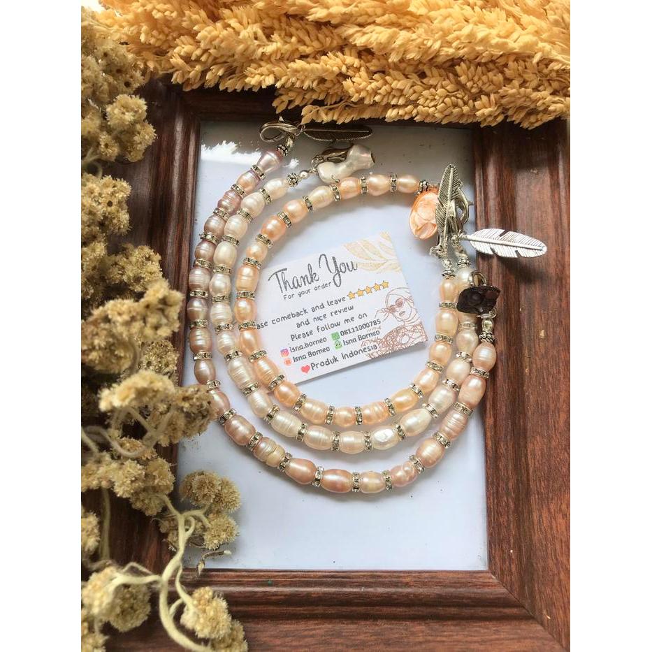 konektor masker mutiara asli / connector masker hijab / gelang mutiara