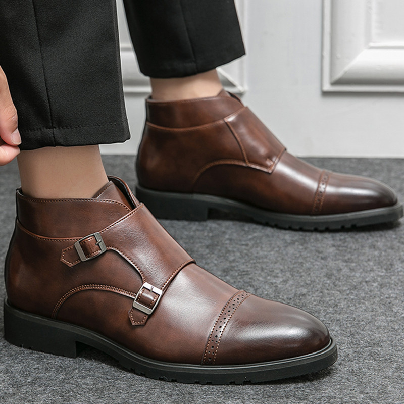 Leather Ankle Boots Men Formal Social Party Boots Men Britain Chelsea Boots Men Fashion Casual Men's