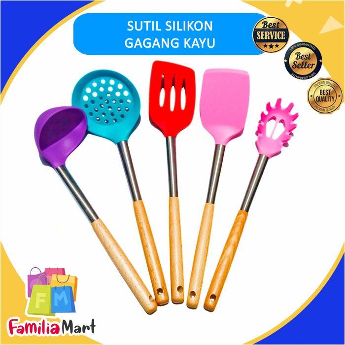 SUTIL SILIKON GAGANG KAYU / SPATULA SILIKON TAHAN PANAS GAGANG KAYU