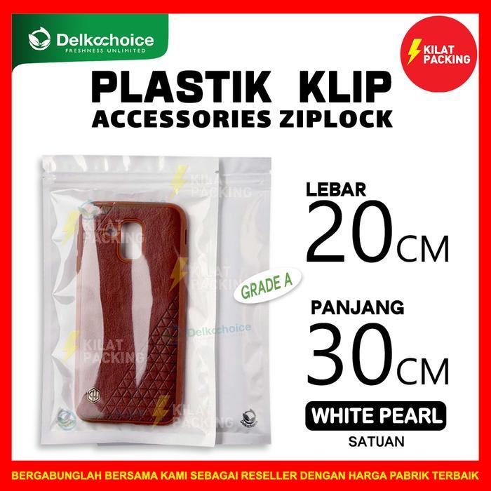 PLASTIK KLIP ZIPLOCK KANTONG AKSESORIS - PUTIH PEARL SATUAN 20x30