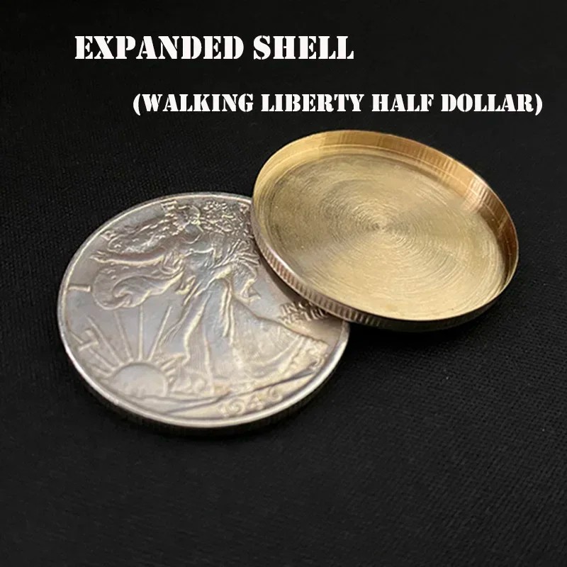 1pc Expanded Shell Walking Liberty Half Dollar Head Close up Magic Trick Coin Magic Coin Penetrate