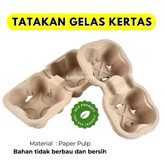 1pcCup Tray Holder Paper Bisa dibelah 2 / Tatakan Gelas Kertas isi 2 / Coffee Cup Tray Milk tea /