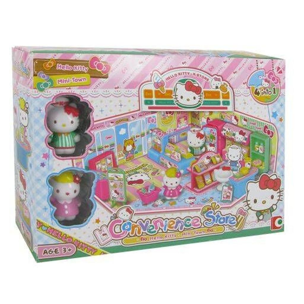 Sanrio Hello Kitty Convenience Store Play House Stackable Street View Splicing Toys Figure Anime