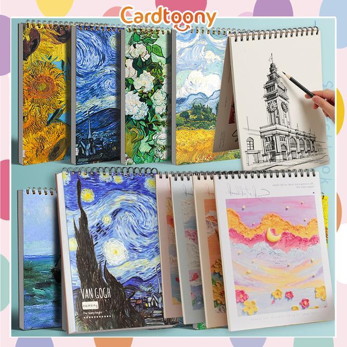 Sketchbook A4 Aesthetic Buku Sketsa Gambar Vertikal Spiral