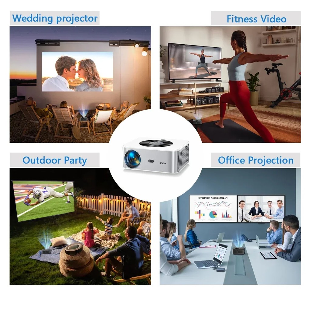 XIWBSY 1000ANSI Outdoor Projector 8K AutoFocus Android Projector 8k Video Home Theater Projector