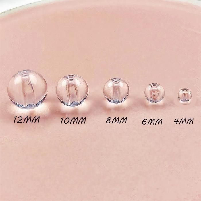Ready Stock 20-100pcs 4-12mm Manik Manik Kristal Clear Quartz Mote Bulat Bening Transparant