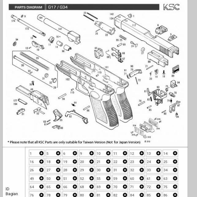 SPRING HAMMER PART NO.75 G17 G18C G19 G23 G32 G26 ORIGINAL KSC